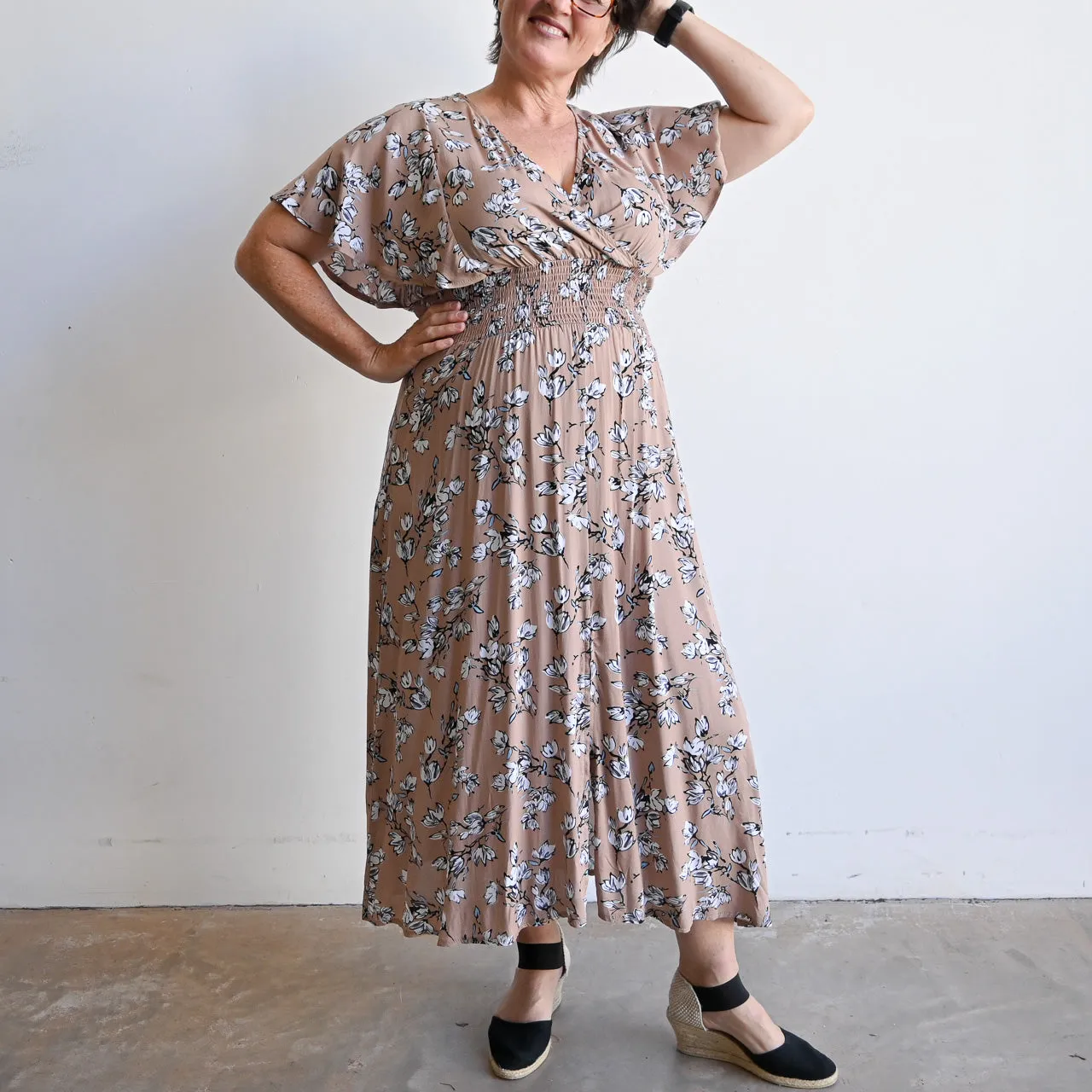Pretty Woman Dress - Mocha Floral