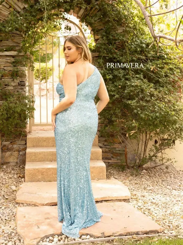 Primavera Couture 14004 Size 16 Orange Long Fitted One Shoulder Sequin Plus Size Prom Dress Formal Gown