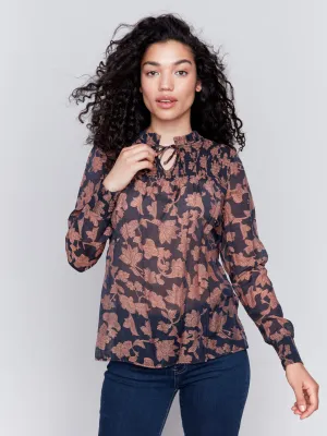 Printed Voile Blouse - Rococo - H-Black