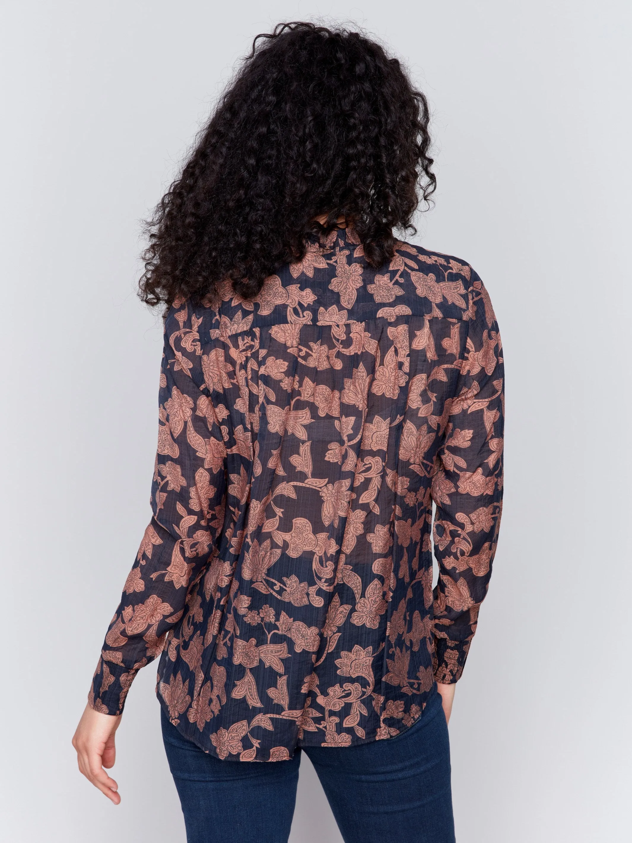 Printed Voile Blouse - Rococo - H-Black