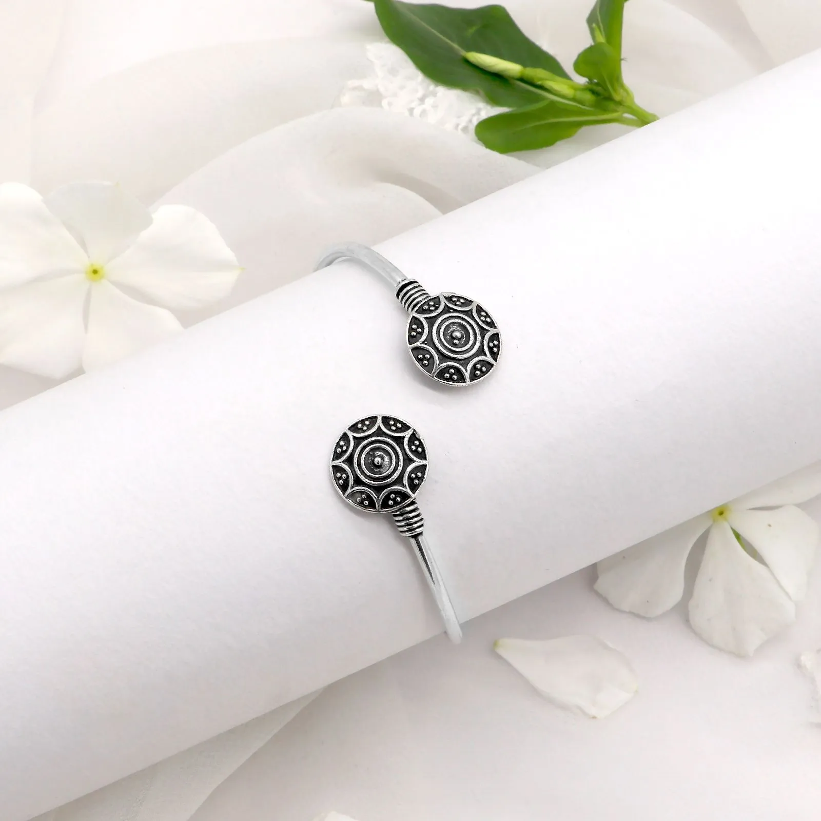 Rudra Circular Silver Oxidized  Bracelet
