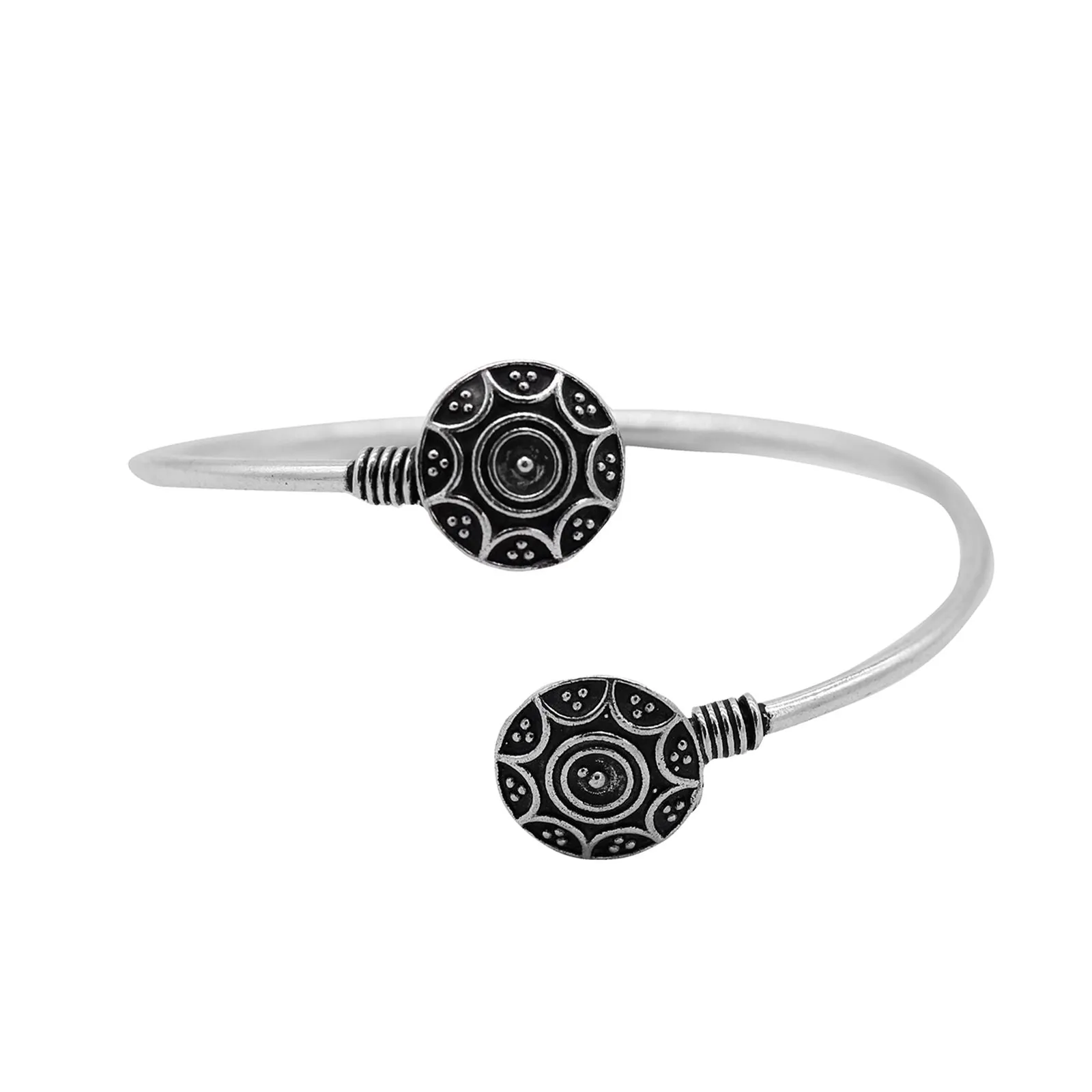 Rudra Circular Silver Oxidized  Bracelet