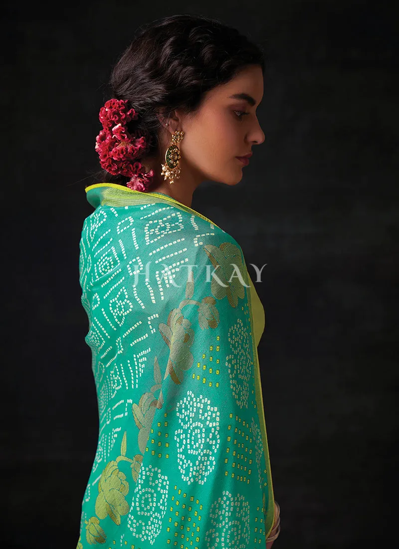 Sea Green Embroidered Festive Saree