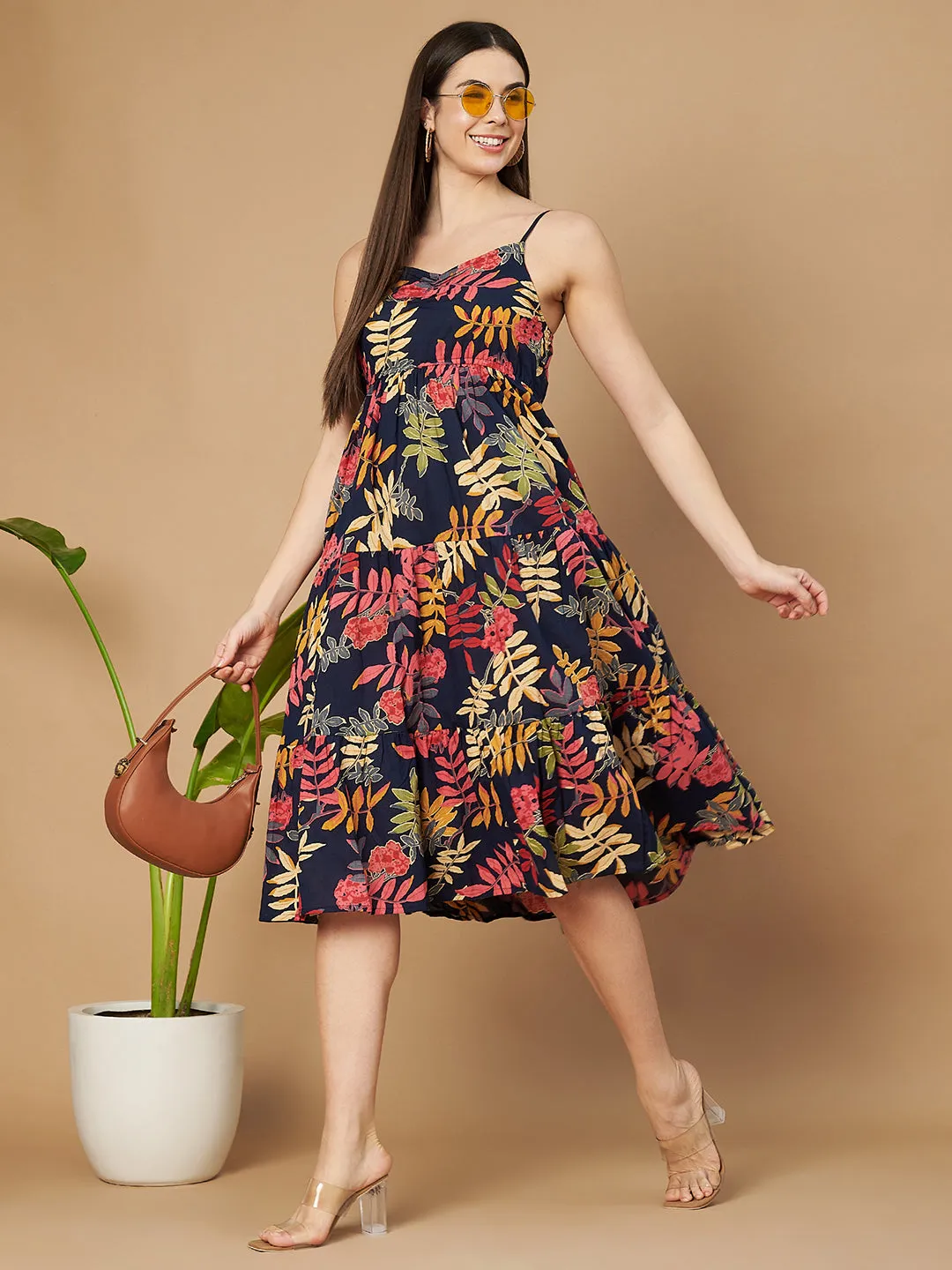 Sleeveless Flared Cotton Dress for Women