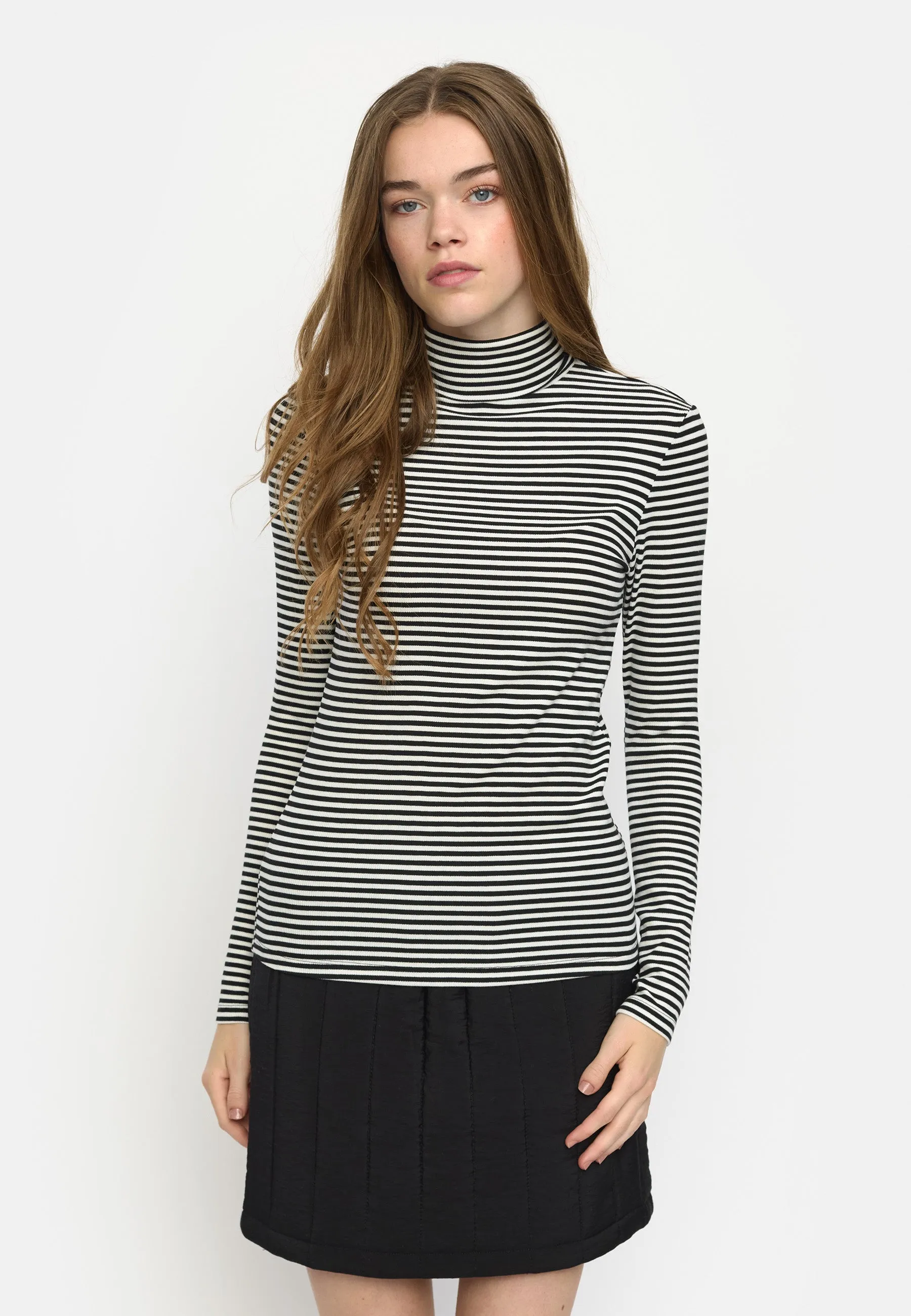SRFenja Stripe Rollneck Top - Black