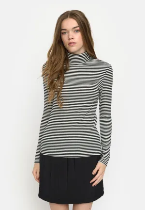 SRFenja Stripe Rollneck Top - Black
