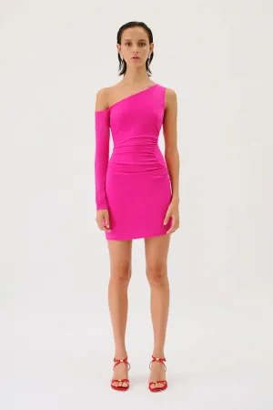 Suboo Garnet Rouched One Shoulder Mini Dress - Hyper Pink