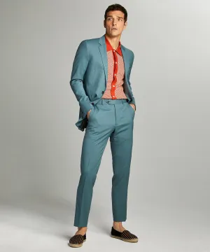 Sutton Wool Gabardine Suit in Aqua