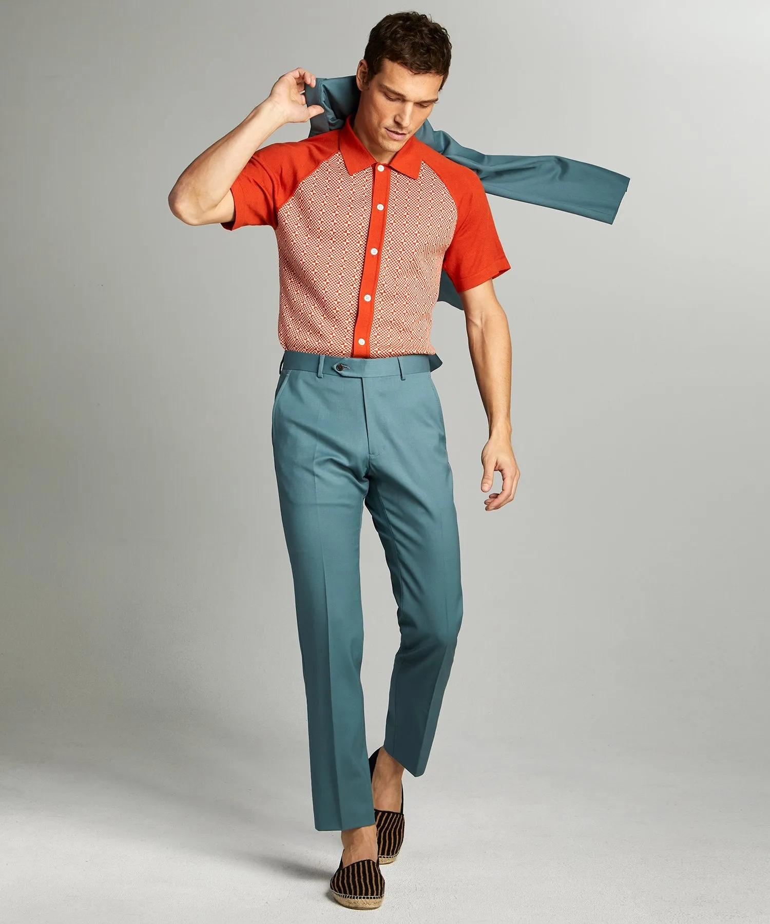 Sutton Wool Gabardine Suit in Aqua