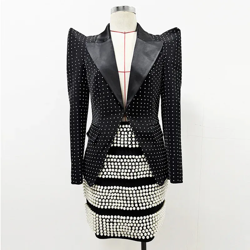 Trend4us Luxe Pearl Embellished Suit Set