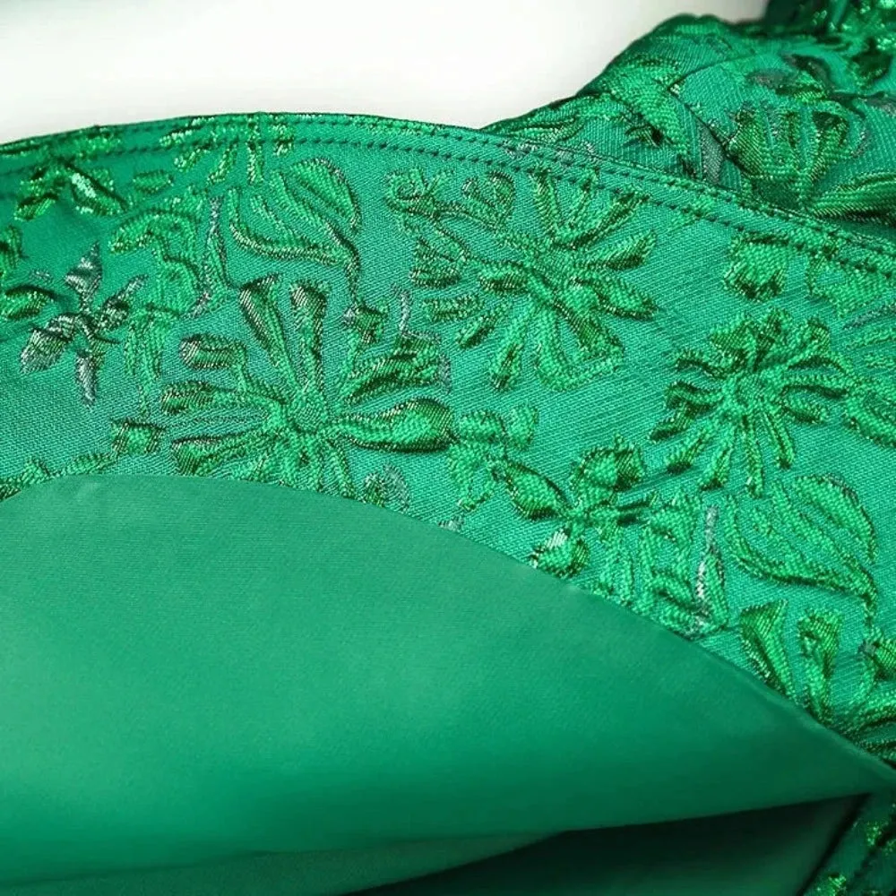 Trend4us Women's Luxury Green Embossed Blazer Pants Set