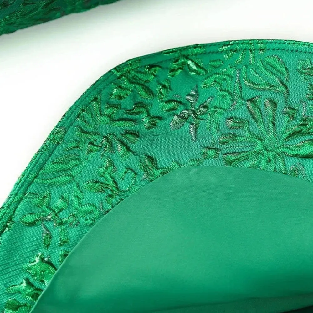 Trend4us Women's Luxury Green Embossed Blazer Pants Set