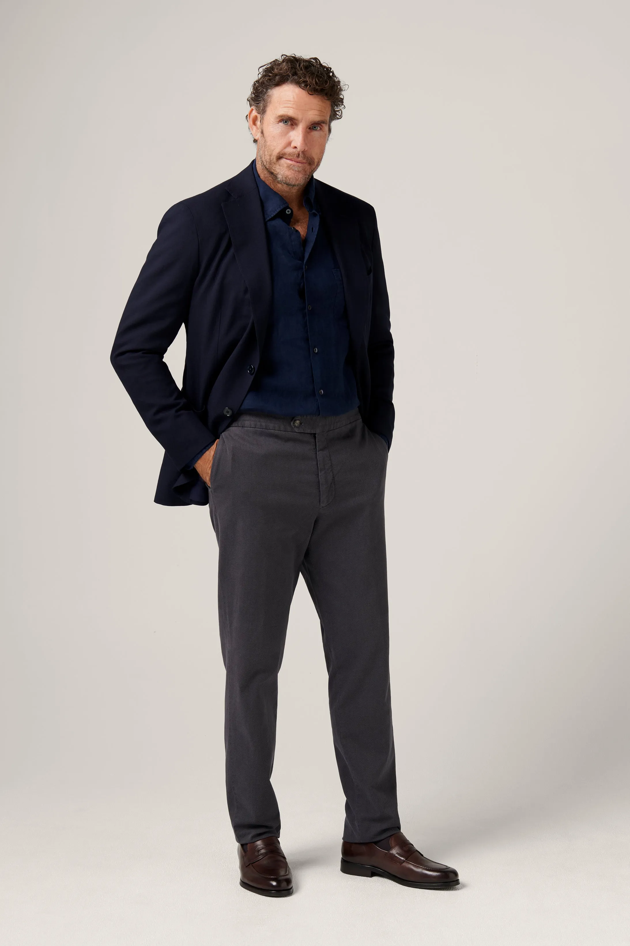 Unconstructed Apollo Hopsack Blazer - Navy