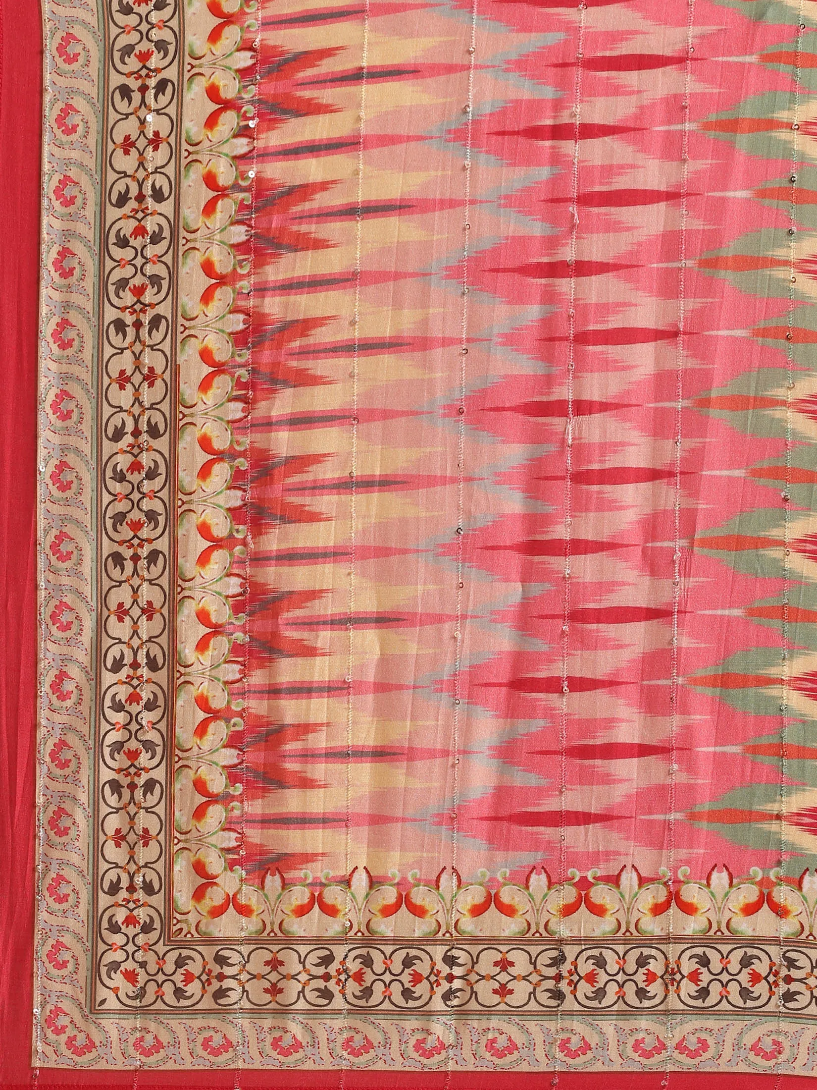 Women Grey Floral Print Kurta Trouser Dupatta