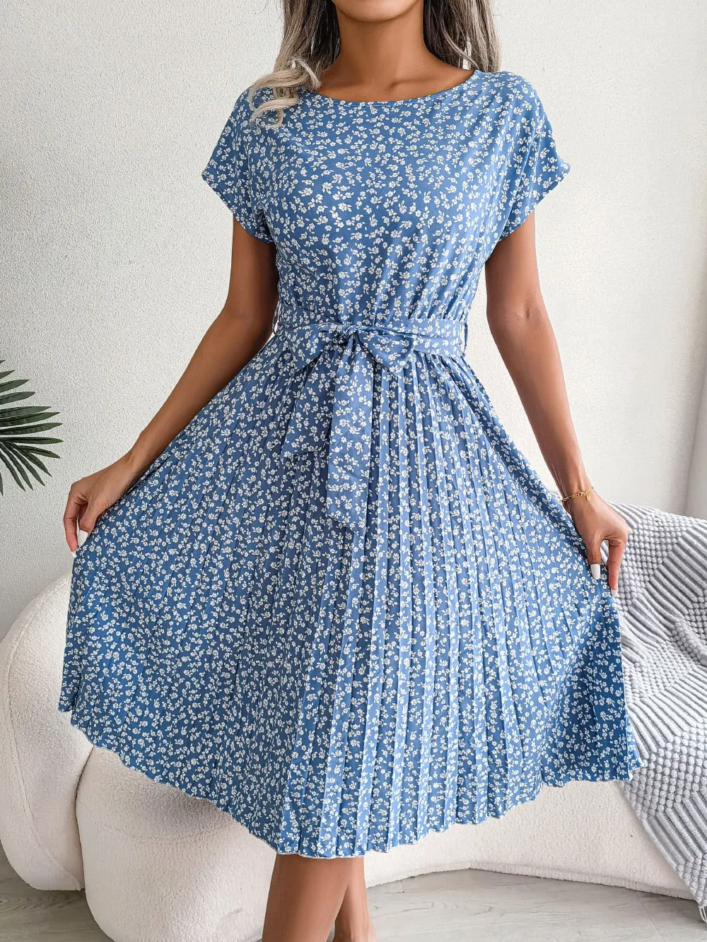 Women's Floral Chiffon A-Line Dress