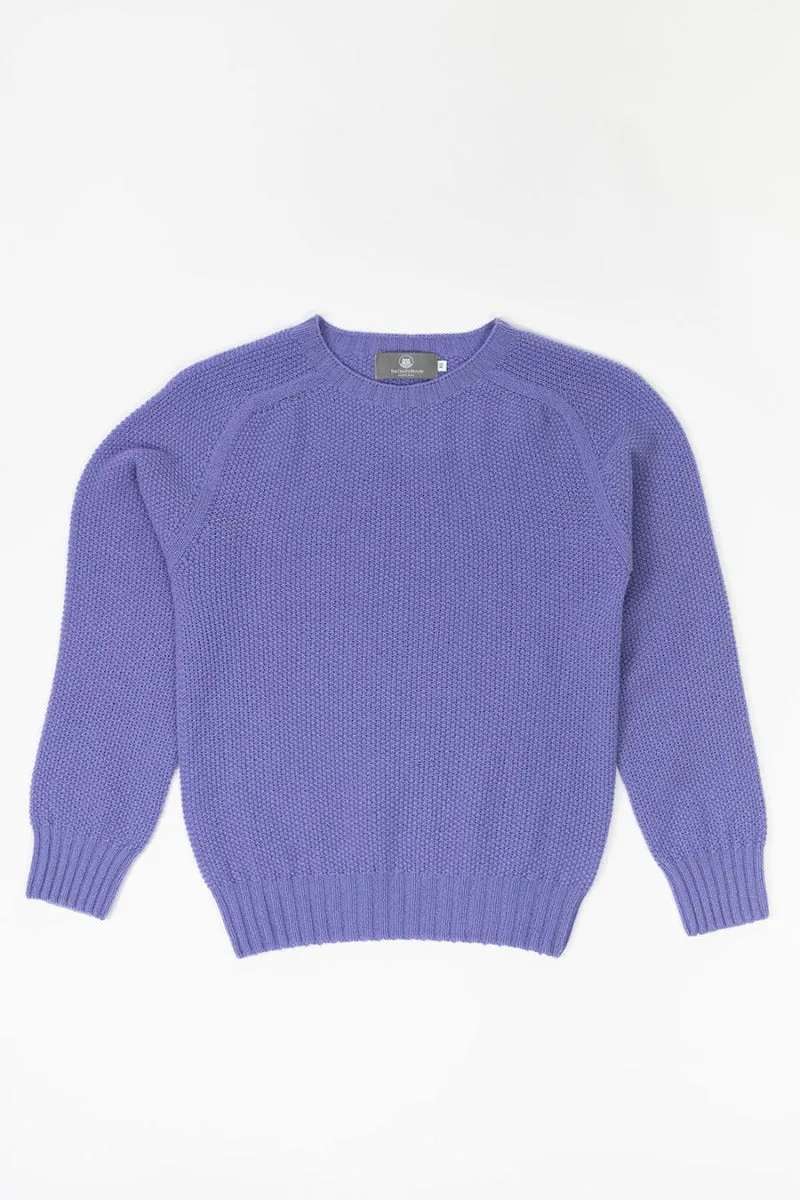 Womens Geelong Superfine Lambswool Moss Stitch Jumper - Lilac