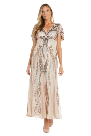 Women's Sequin Gown with Flutter Sleeves